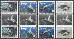 SAMOA - 2016 MNH "WWF Hawksbill TURTLE With Frame Canalet PAIRES" ¡Juego (2)!! - Imagen 1 de 1