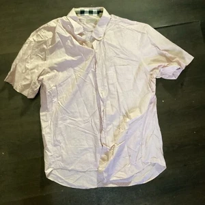 Burberry Men's Pink Plaid Cotton Dress Button Up Shirt Size L - Picture 1 of 11