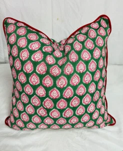 Indian Block Print Cotton Sofa Pillow Case Set Throw Printed Cushion Cover throw - Picture 1 of 16