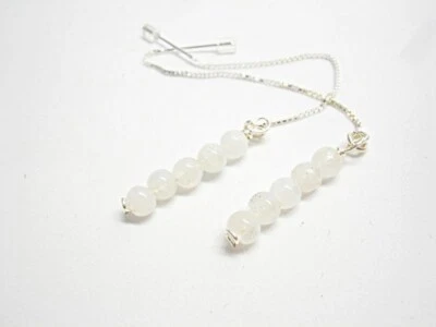 Natürliche Regenbogen Mondstein Runde Edelstein Perlen Handarbeit Silber Einf... - Bild 1 von 4