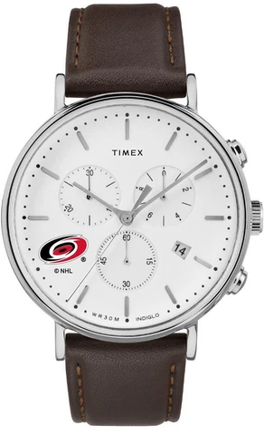 Mens Carolina Hurricanes Watch Chronograph Leather Band Watch Cover