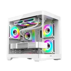 270 Degree Transparent Curved Surface PC Case Desktop Computer Tower - Afbeelding 1 van 14