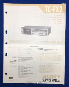 Original Sony TC-FX2/Cassette Deck Manual de Servicio - Imagen 1 de 1