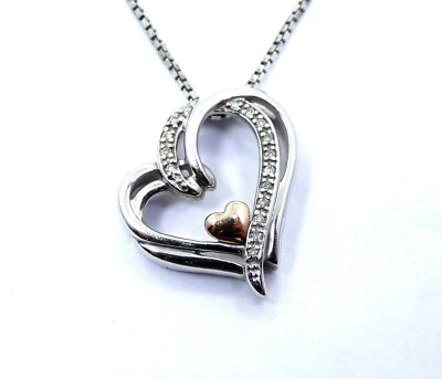 Collar Colgante Corazón Plata 925 Oro Rosa 10k Alwand Vahan HDS Helzerg DIAMANTE Foto 1 de 4