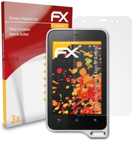 atFoliX 3x Screen Protector voor Sony-Ericsson Xperia Active mat&schokbestendig