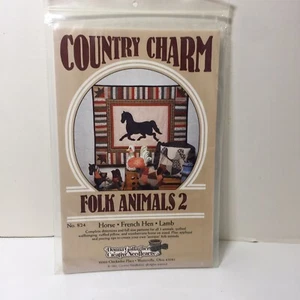 Volkskunst 2 Applikationen Quilt Muster Country Charm Pferd Französisch Henne Lamm - Bild 1 von 4