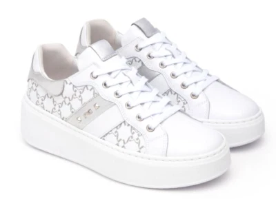 NEROGIARDINI NERO GIARDINI E513080D 707 SNEAKERS SCARPE DONNA LACCI STRINGHE PELLE BIANCO