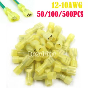 50-500PCS Nylon Female Male Insulated Spade Crimp Terminal Connector 12-10AWG - Picture 1 of 16