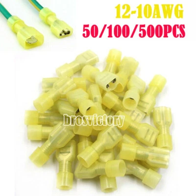 50-500PCS Nylon Female Male Insulated Spade Crimp Terminal Connector 12-10AWG - Image 1 of 4