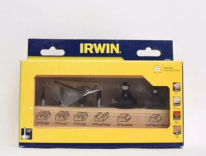Irwin 1901047 6pc Router Bit Set - Carbide Tipped 1/4" Shank - Picture 1 of 2