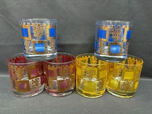 6er Set ~ West Virginia Glas Henry 8. Löwe Rampart Wappen Burg Wand ~ 3 1/4" - Bild 1 von 7