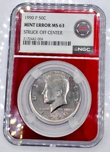 1990 P 50C Mint Error MS63 š„Struck Off Centerš„ - Picture 1 of 3