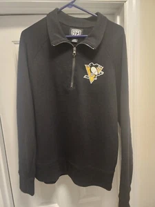 Pittsburgh Penguins Sweater Mens Extra Large Black Quarter Zip Pullover Fleece - Bild 1 von 3