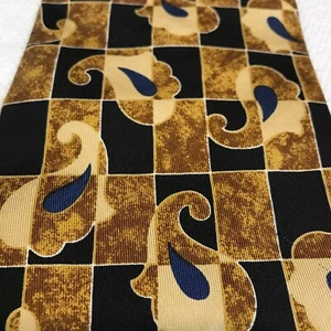 HUGO BOSS 100% Silk Men's Tie Made in ITALY Geometric Black Yellow W 4 L 56 - Picture 1 of 8