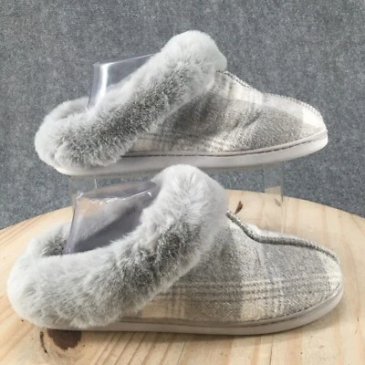LC Lauren Conrad Slippers Womens 11 Slip On Mules Gray Comfort Faux Fur Indoor - Image 1 of 4