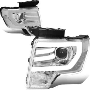 [Fits HALOGEN] CHROME CLEAR For 2009-2014 Ford F150 LED DRL Projector Headlamps - Picture 1 of 4