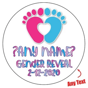 24 x PERSONALISIERTE Gender Reveal Babyparty Junge Mädchen Party Taschen Aufkleber 1055 - Bild 1 von 6