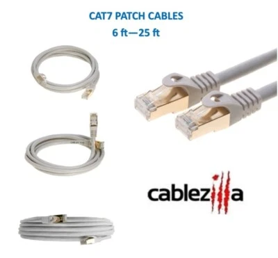 Cat7 S/FTP Ethernet Patch Cable High-Speed 600MHz Gray 6FT- 25FT Multi Pack LOT - Image 1 of 4