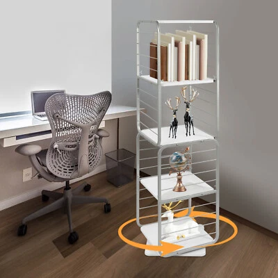 4-Tier 360° Rotating Bookshelf Bedroom Bookcase Storage Shelf Display Rack Stand - Image 1 of 4