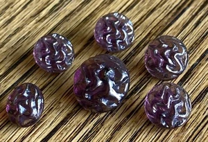 Vintage Matching Set of 6 Lustered Purple Glass Buttons 9/16” & 3/8” - Picture 1 of 3