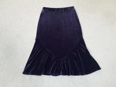 Purple Velvet Godet Skirt By M&S Size 16 - Image 1 of 4