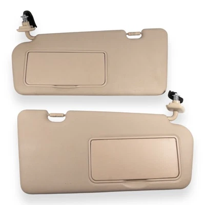 2007-2010 Hyundai Entourage Driver & Passenger Side Sun Visor Pair Set Tan Cloth - Image 1 of 4