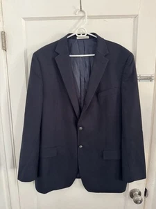Joseph Abboud 48L Navy Blue Hopsack Reda Wool Silver Button Blazer Sport Jacket - Picture 1 of 8