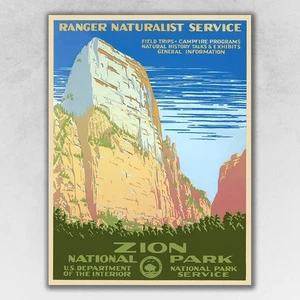18" x 24" Zion National Park c1938 Vintage Travel Poster Wall Art - Picture 1 of 3