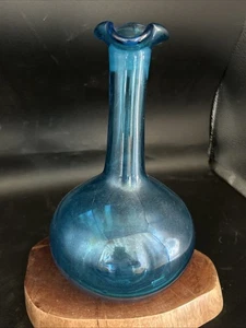 Blenko Art Glass Wayne Husted Turquoise Decanter No Stopper MCM - Picture 1 of 6
