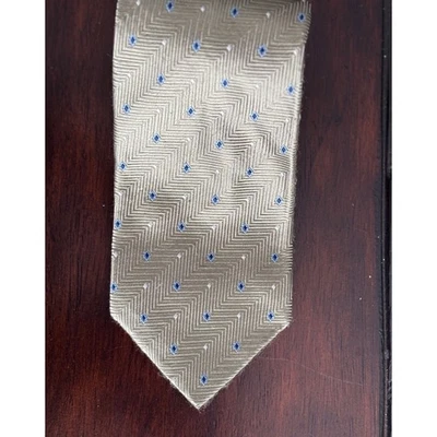 Corbata para hombre Preswick & Moore 100 % seda verde oliva azul patrón de diamantes de colección Foto 1 de 4
