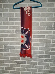 Adidas Men's Chicago Fire Jacquard Rectangular Knit Scarf RED/NAVY - Picture 1 of 11