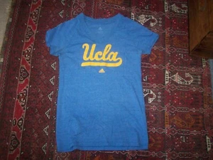 Adidas UCLA Big Logo Short Sleeve T-Shirt Women's Size M Blue V Neck Long Waist - Picture 1 of 11