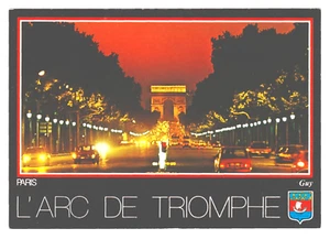 Postcard:  L'Arc de Triomphe, Paris, France (Night View) - Picture 1 of 2