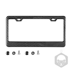 Real 100% Carbon Fiber License Plate Frame Tag Cover With Free Caps New - Foto 1 di 11