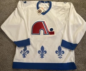 Vintage Quebec Nordiques Jersey Stitched CCM Maska Size Medium NHL New Old Stock - Picture 1 of 24