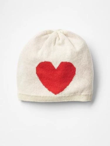 Gorro Baby Gap Orgánico Blanco Rojo Corazón San Valentín 3-6 Meses $17 Nuevo con Etiquetas Foto 1 de 1