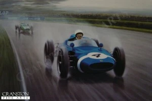 Sir Stirling Moss signed motor racing Art Print British Grand Prix Silverstone - Picture 1 of 1