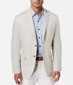 2023 TASSO ELBA Beige Sport Coat Suit Blazer M Medium 100% Linen - Picture 1 of 6