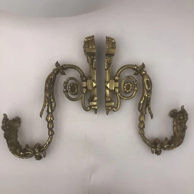 Antique Pair of French Gilt Bronze Curtain Tiebacks Holder Brackets - Image 1 of 4