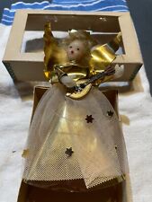 Vintage Wax Made in Germany Angel Tree Topper Table Top Musician in Box 1955 MCM