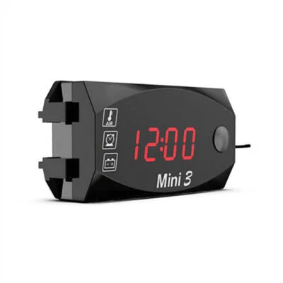 Horloge numérique moto 3 en 1 9V-24V + thermomètre + voltmètre affichage LED - Photo 1/4
