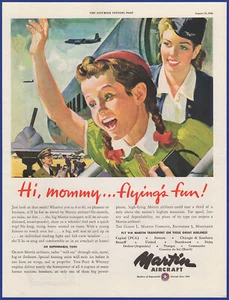 Vintage 1946 MARTIN Aircraft Airliners Aviation Travel Ephemera 1940's Print Ad - Picture 1 of 1