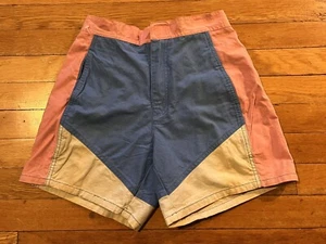 VINTAGE Zeppelin Shorts Youth Medium 12 Blue Pink White 80s - Picture 1 of 10