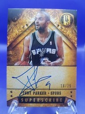 Tony Parker On Card Auto 2013-14 Panini Gold standard superscribe auto /25 
