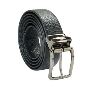 Cavalli Class Men's Black 100% Pebbled Leather Buckle Decorated Belt - Picture 1 of 5