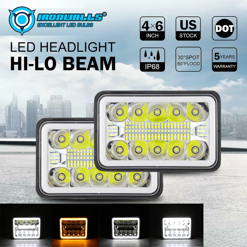 Par de faros LED aprobados por el DOT 4x6" para Chevy Blazer S10 Kodiak GMC Sonoma Foto 1 de 4