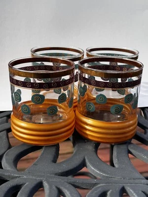 4- Vasos de whisky MCM Sakura Sango Sue Zipkin Rocks de colección con borde dorado de 3,5" Foto 1 de 4