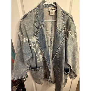 Vintage 1980er JENJEN Acid Washed Pearl Embroidered Damen Jeansjacke, Größe XL... - Bild 1 von 15