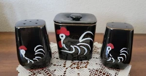 Shaker sale e pepe gallo e zuccheriera con coperchio. MCM '50. Vintage Made in Japan - Foto 1 di 4