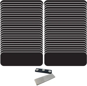 100 LEERE 1 X 3 SCHWARZ/WEISSE NAMENSSCHILD-SET (U) 1/4 ZOLL ECKENMAGNETE  - Bild 1 von 4